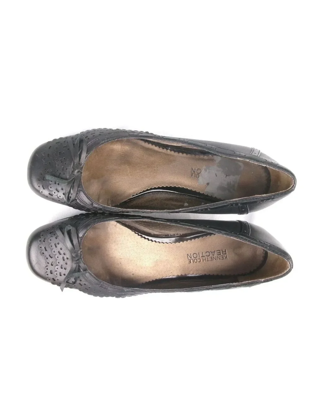 Kenneth Cole Reaction Save The Date Black Leather Wedge Pumps 7.5